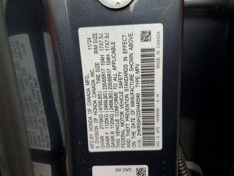58297226 :رقم المزاد ، 2HKRS4H22SH445540 vin ، 2025 Honda Cr-v مزاد بيع