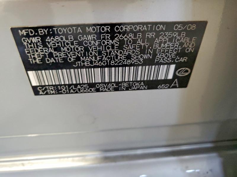 Aukcja sprzedaży 2008 Lexus Es, vin: JTHBJ46G182248953, numer aukcji: 56713176