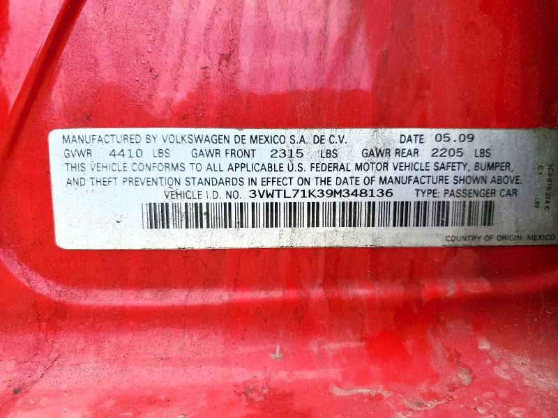 Aukcja sprzedaży 2009 Volkswagen Jetta, vin: 3VWTL71K39M348136, numer aukcji: 56990076