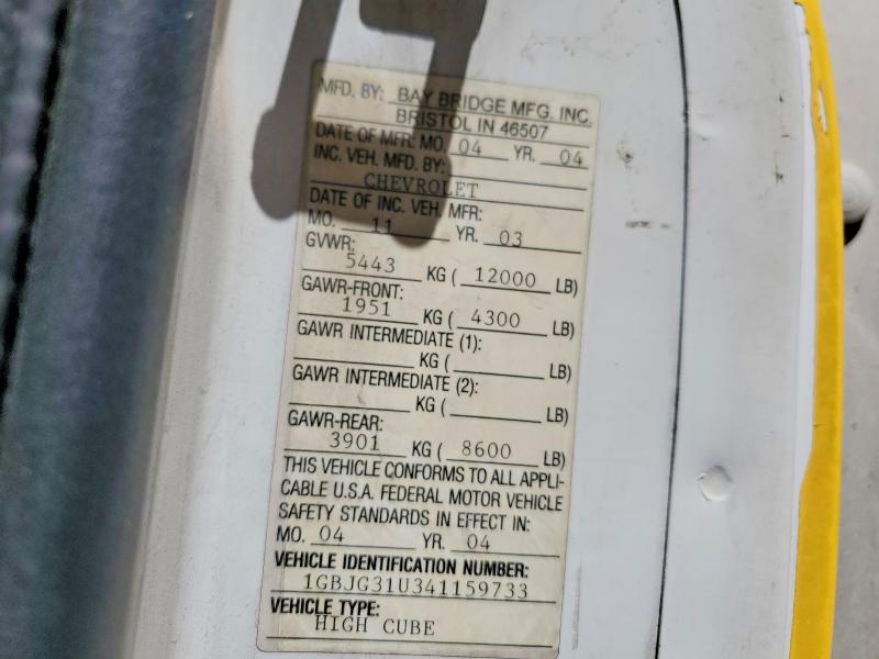 Aukcja sprzedaży 2004 Chevrolet Express G3500, vin: 1GBJG31U341159733, numer aukcji: 54734976