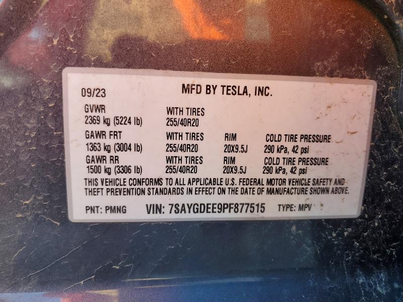 Продажа на аукционе авто 2023 Tesla Model Y, vin: 7SAYGDEE9PF877515, номер лота: 56489126