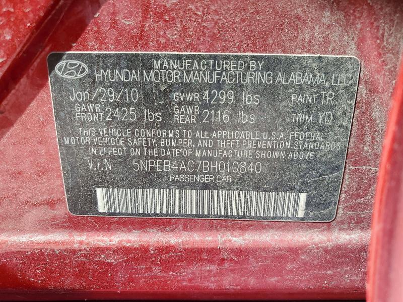 Продаж на аукціоні авто 2011 Hyundai Sonata, vin: 5NPEB4AC7BH010840, номер лоту: 56063136