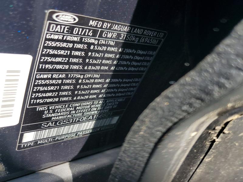 2014 Land Rover Range Rover მანქანა იყიდება აუქციონზე, vin: SALGS3TF0EA156821, აუქციონის ნომერი: 56335916