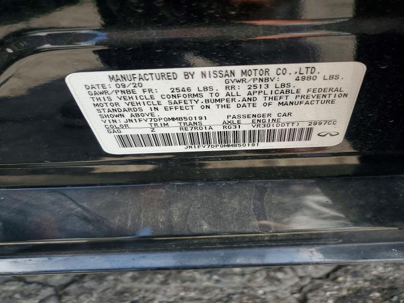 Продаж на аукціоні авто 2021 Infiniti Q50, vin: JN1FV7DP0MM850191, номер лоту: 58981436