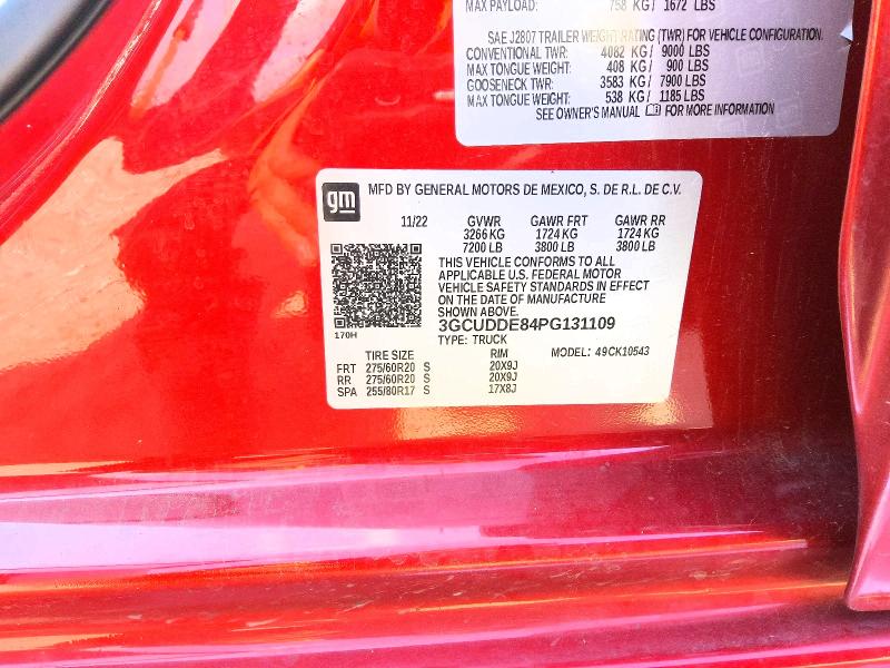Продажа на аукционе авто 2023 Chevrolet Silverado, vin: 3GCUDDE84PG131109, номер лота: 58469366