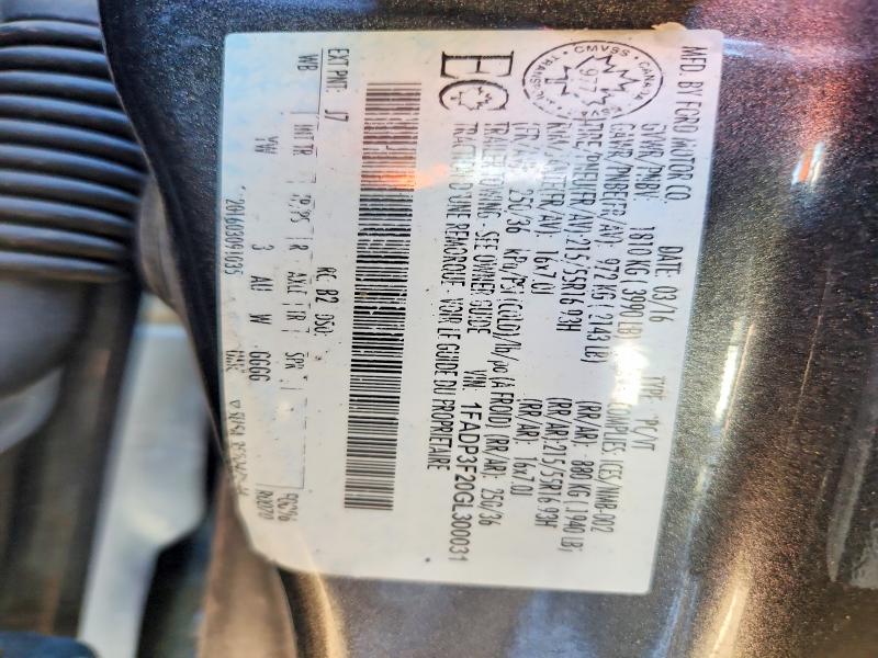 2016 Ford Focus მანქანა იყიდება აუქციონზე, vin: 1FADP3F20GL300031, აუქციონის ნომერი: 55366156