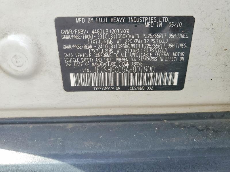 Продажа на аукционе авто 2010 Subaru Forester, vin: JF2SH6CC9AH801900, номер лота: 57266166
