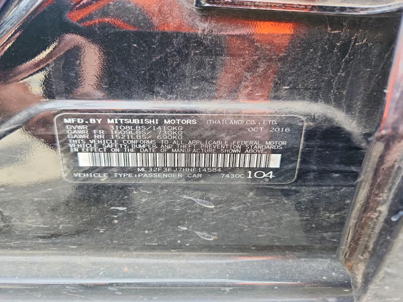 Aukcja sprzedaży 2017 Mitsubishi Mirage, vin: ML32F3FJ7HHF14584, numer aukcji: 58252786