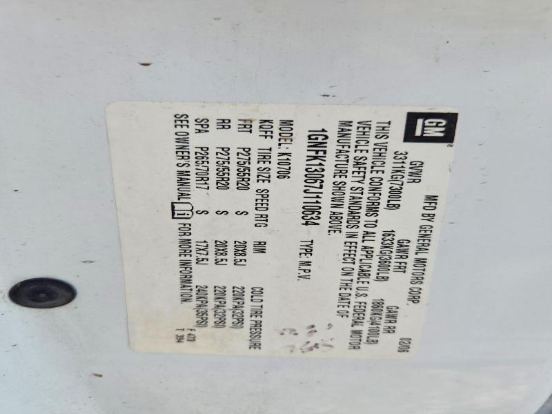 Продажа на аукционе авто 2007 Chevrolet Tahoe, vin: 1GNFK13067J110634, номер лота: 55469286