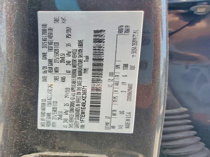 Aukcja sprzedaży 2020 Ford F150, vin: 1FTEW1E49LKE36571, numer aukcji: 59083386