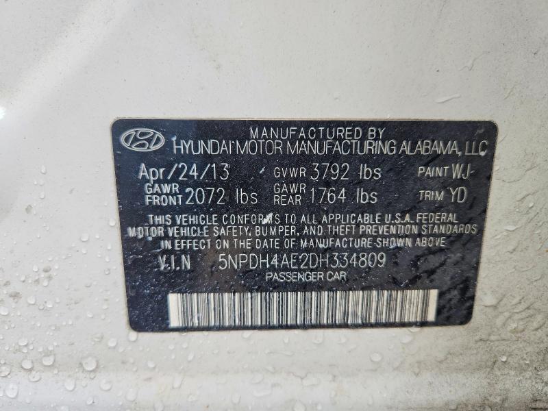 Aukcja sprzedaży 2013 Hyundai Elantra, vin: 5NPDH4AE2DH334809, numer aukcji: 55704526