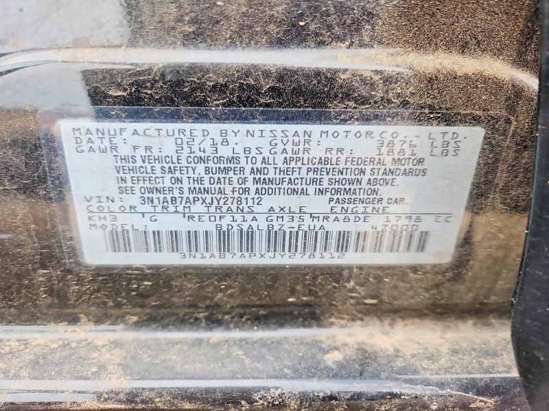 Продаж на аукціоні авто 2018 Nissan Sentra, vin: 3N1AB7APXJY278112, номер лоту: 57647856