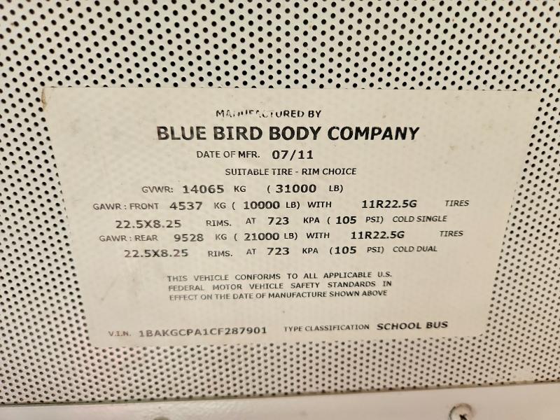 Aukcja sprzedaży 2012 Bluebird Unknown, vin: 1BAKGCPA1CF287901, numer aukcji: 56694056