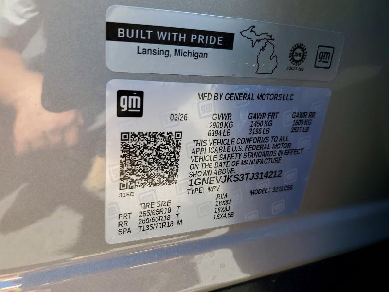 Продаж на аукціоні авто 2026 Chevrolet Traverse, vin: 1GNEVJKS3TJ314212, номер лоту: 56991446