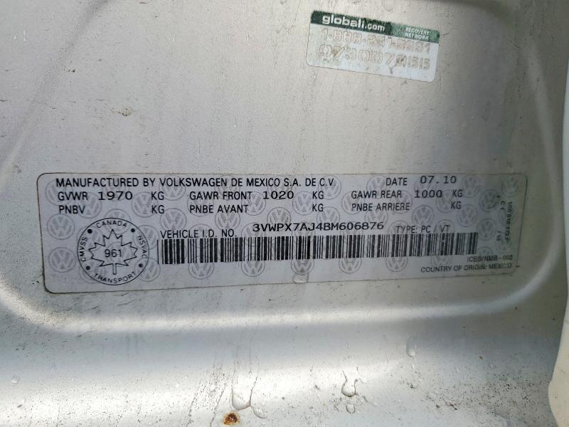 56714186 :رقم المزاد ، 3VWPX7AJ4BM606876 vin ، 2011 Volkswagen Jetta مزاد بيع