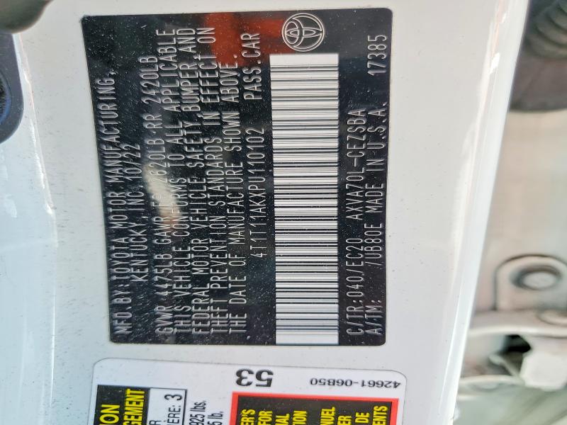 2023 Toyota Camry მანქანა იყიდება აუქციონზე, vin: 4T1T11AKXPU110102, აუქციონის ნომერი: 55155366