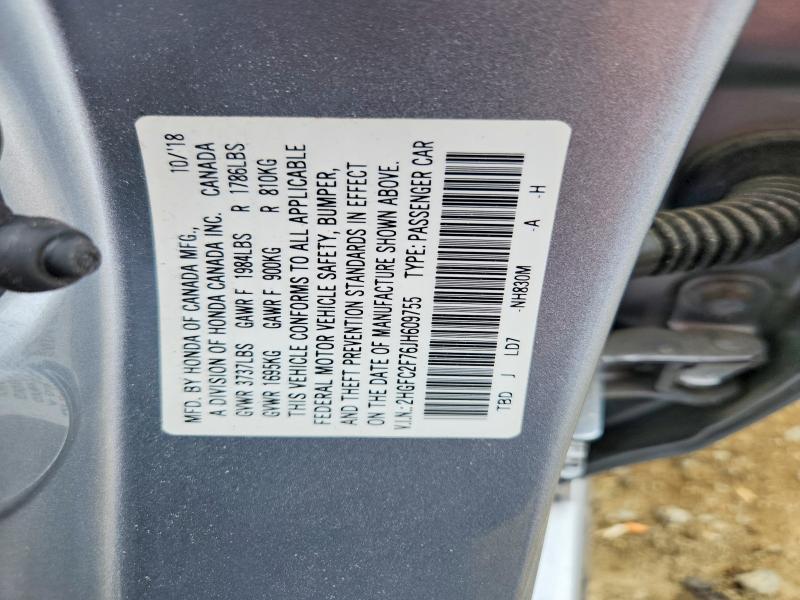 Aukcja sprzedaży 2018 Honda Civic, vin: 2HGFC2F76JH609755, numer aukcji: 56924986