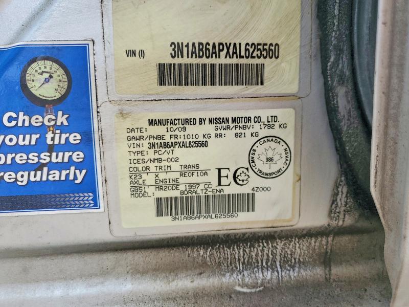 Продаж на аукціоні авто 2010 Nissan Sentra, vin: 3N1AB6APXAL625560, номер лоту: 57144006