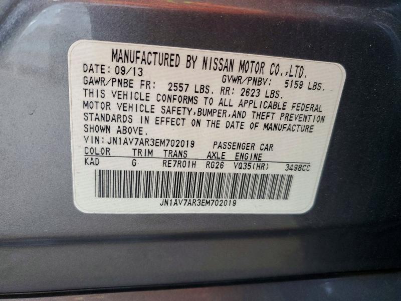 58621556 :رقم المزاد ، JN1AV7AR3EM702019 vin ، 2014 Infiniti Q50 Hybrid مزاد بيع