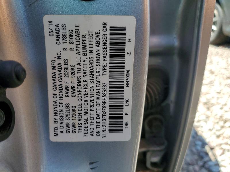 Aukcja sprzedaży 2014 Honda Civic, vin: 2HGFB2F89EH526337, numer aukcji: 57669486