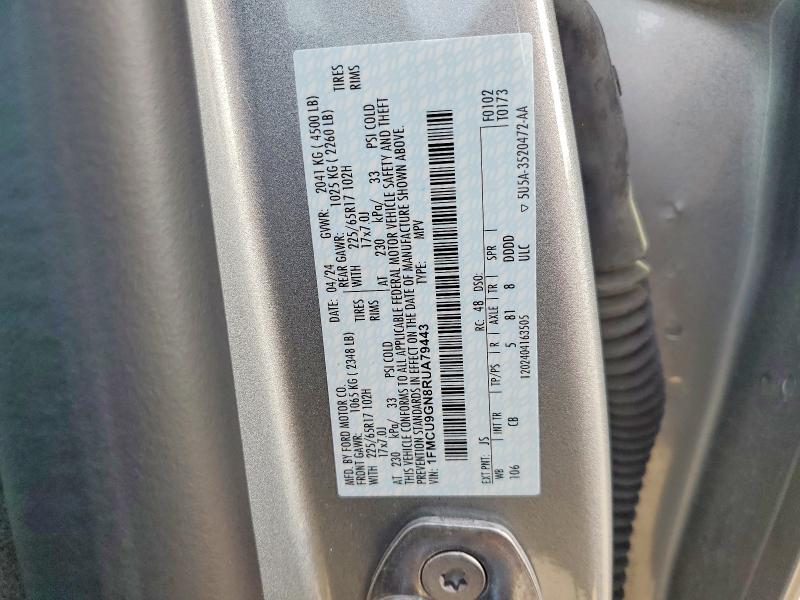 Aukcja sprzedaży 2024 Ford Escape, vin: 1FMCU9GN8RUA79443, numer aukcji: 58931256