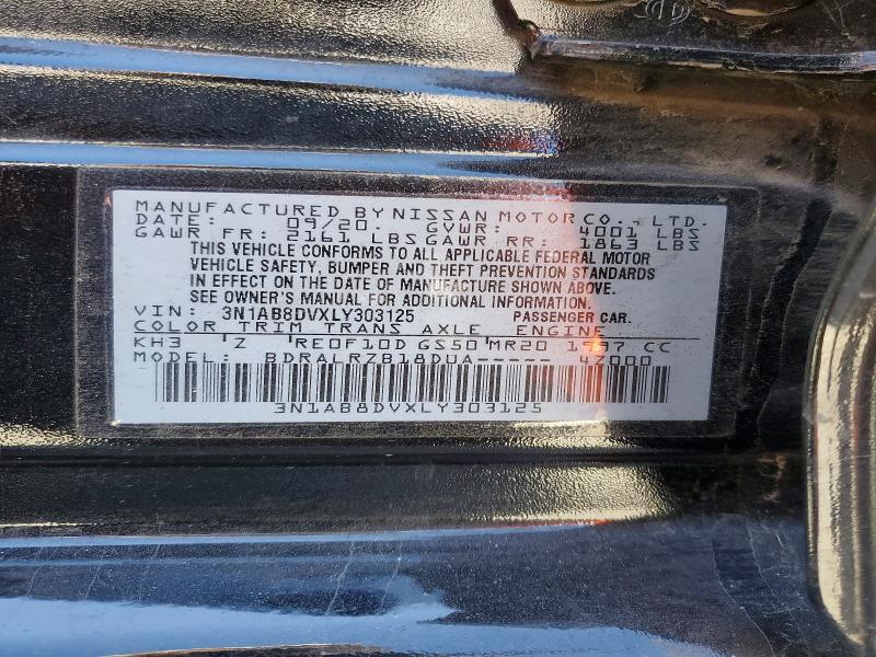 2020 Nissan Sentra მანქანა იყიდება აუქციონზე, vin: 3N1AB8DVXLY303125, აუქციონის ნომერი: 58130306