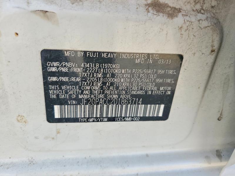 Продажа на аукционе авто 2013 Subaru Xv Crosstrek, vin: JF2GPACC2D1863714, номер лота: 57847676