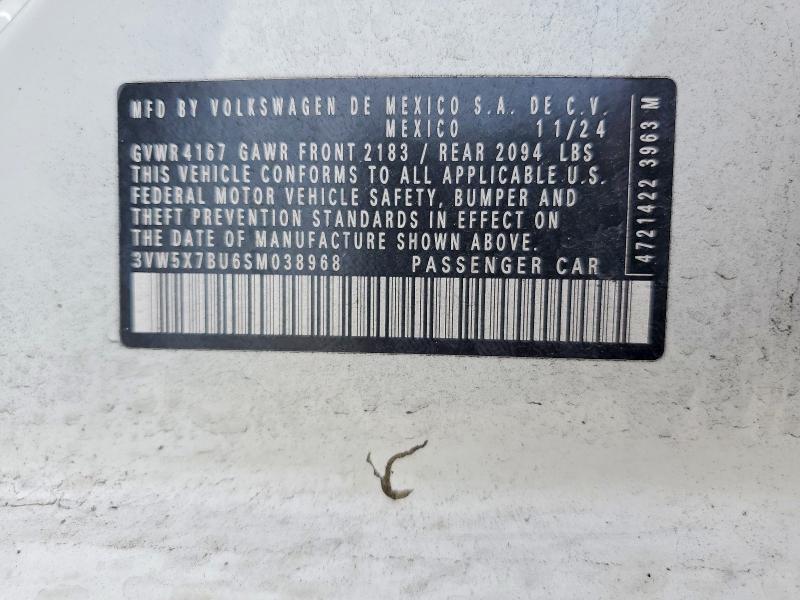 55732686 :رقم المزاد ، 3VW5X7BU6SM038968 vin ، 2025 Volkswagen Jetta مزاد بيع