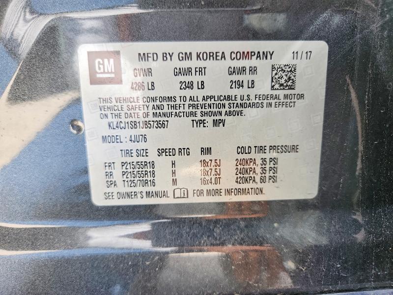 Aukcja sprzedaży 2018 Buick Encore, vin: KL4CJ1SB1JB573567, numer aukcji: 49856806
