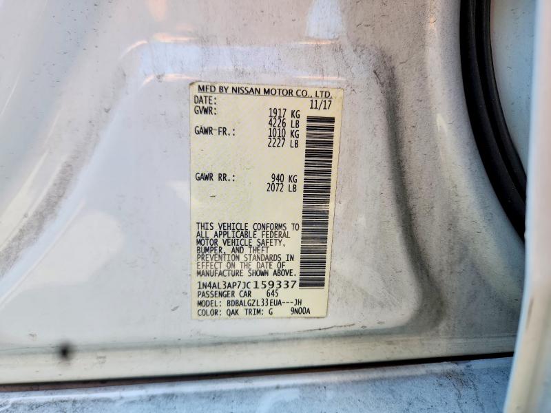 2018 Nissan Altima მანქანა იყიდება აუქციონზე, vin: 1N4AL3AP7JC159337, აუქციონის ნომერი: 58158896