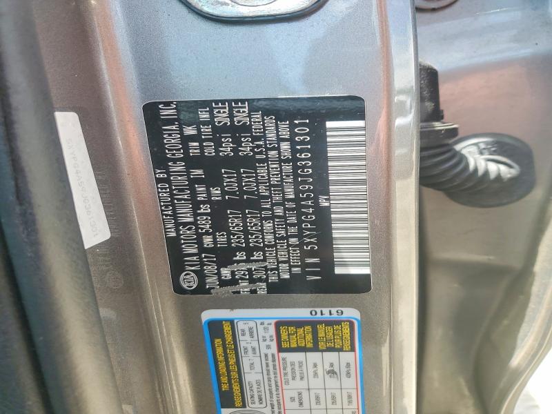 Продажа на аукционе авто 2018 Kia Sorento, vin: 5XYPG4A59JG361301, номер лота: 58544396