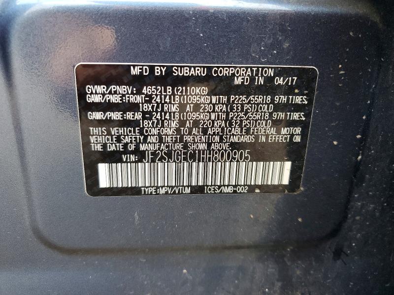 56468946 :رقم المزاد ، JF2SJGEC1HH800905 vin ، 2017 Subaru Forester مزاد بيع