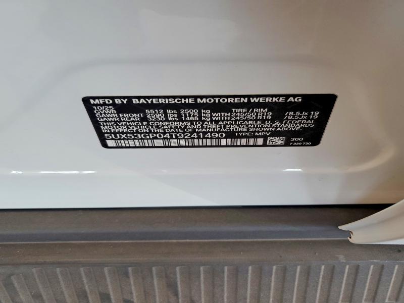 Aukcja sprzedaży 2026 Bmw X3, vin: 5UX53GP04T9241490, numer aukcji: 59154056