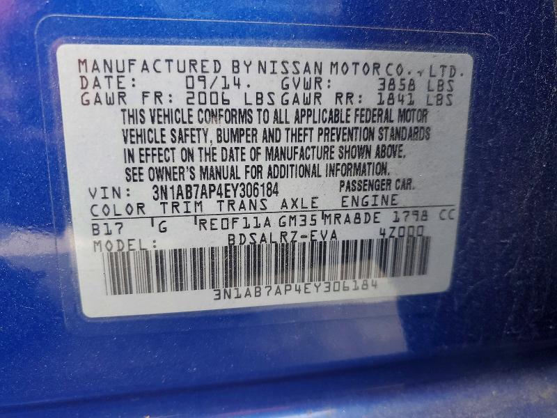 Продаж на аукціоні авто 2014 Nissan Sentra, vin: 3N1AB7AP4EY306184, номер лоту: 56490656