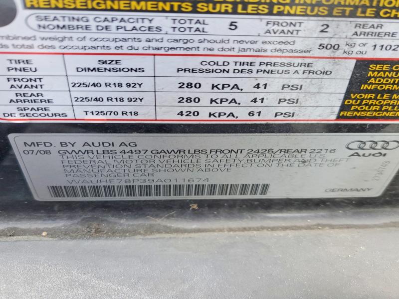 Aukcja sprzedaży 2009 Audi A3, vin: WAUHE78P39A011674, numer aukcji: 56999636