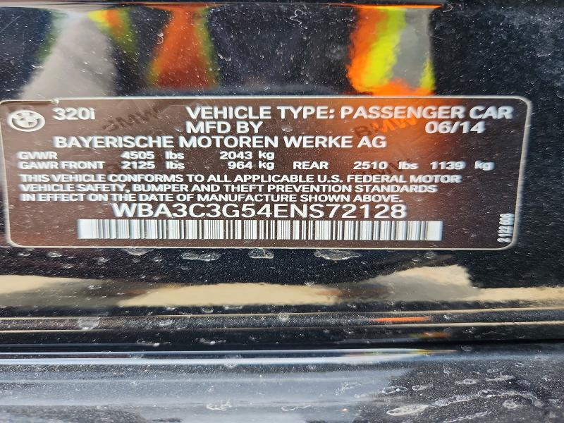56426076 :رقم المزاد ، WBA3C3G54ENS72128 vin ، 2014 Bmw 320 مزاد بيع