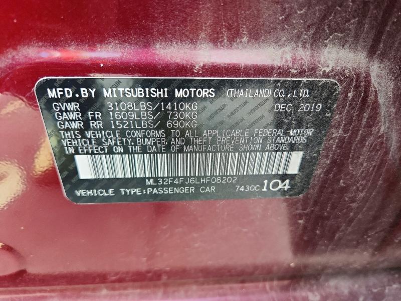 Продажа на аукционе авто 2020 Mitsubishi Mirage, vin: ML32F4FJ6LHF06202, номер лота: 58495206