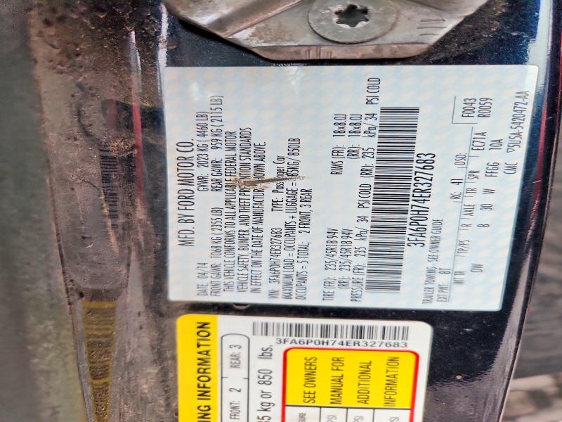 2014 Ford Fusion მანქანა იყიდება აუქციონზე, vin: 3FA6P0H74ER327683, აუქციონის ნომერი: 56137166