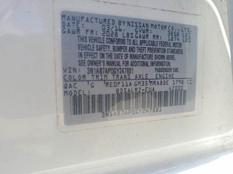 55588956 :رقم المزاد ، 3N1AB7AP0GY247881 vin ، 2016 Nissan Sentra مزاد بيع