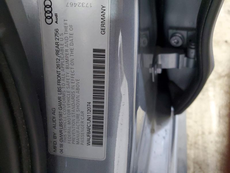 2018 Audi A6 მანქანა იყიდება აუქციონზე, vin: WAUF8AFC1JN112074, აუქციონის ნომერი: 58359476