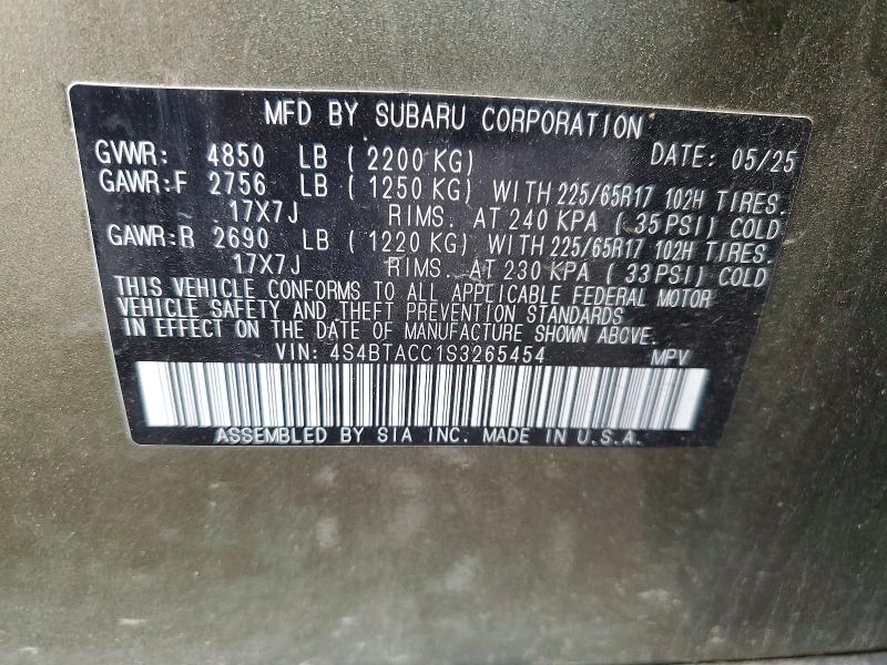 Продаж на аукціоні авто 2025 Subaru Outback, vin: 4S4BTACC1S3265454, номер лоту: 57234856