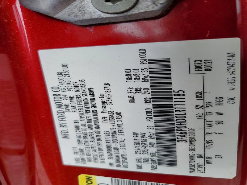 2020 Ford Fusion მანქანა იყიდება აუქციონზე, vin: 3FA6P0HD0LR111185, აუქციონის ნომერი: 57960976