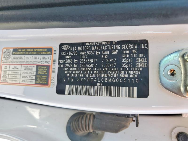 Продаж на аукціоні авто 2021 Kia Sorento, vin: 5XYRG4LC8MG005110, номер лоту: 56538156