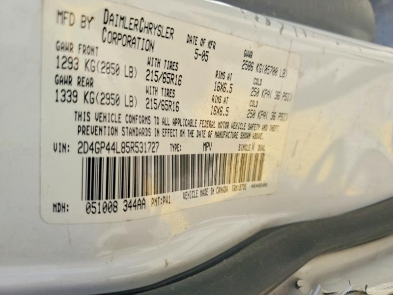 2005 Dodge Grand Caravan მანქანა იყიდება აუქციონზე, vin: 2D4GP44L85R531727, აუქციონის ნომერი: 57264436