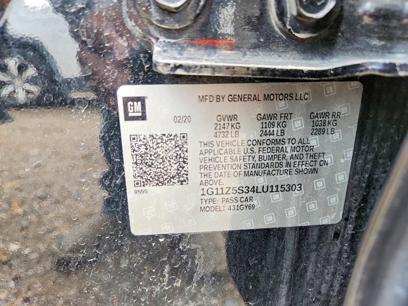 Aukcja sprzedaży 2020 Chevrolet Impala, vin: 1G11Z5S34LU115303, numer aukcji: 57362676