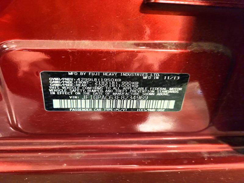 55635316 :رقم المزاد ، JF1GPAC63E8234969 vin ، 2014 Subaru Impreza مزاد بيع