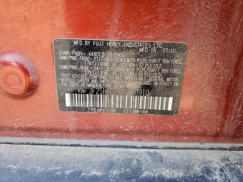 Aukcja sprzedaży 2010 Subaru Forester, vin: JF2SH6CC9AH910910, numer aukcji: 58775976
