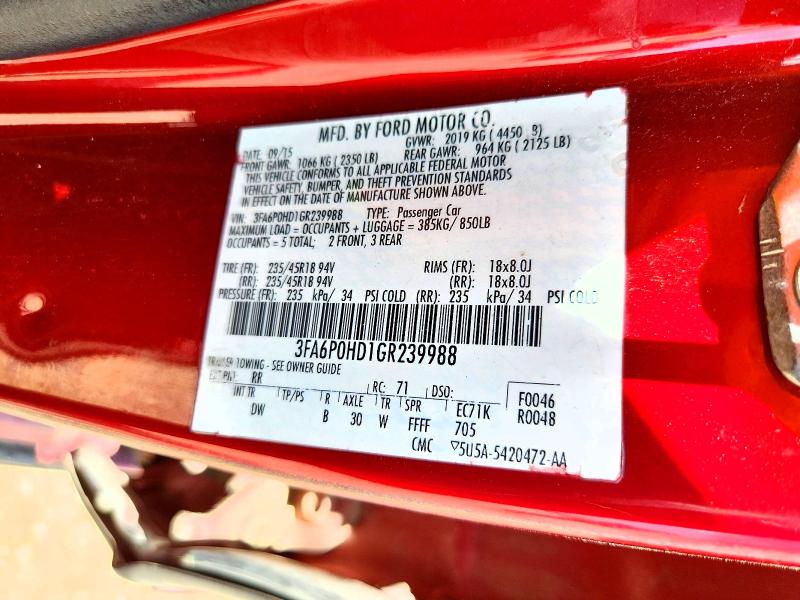 Продажа на аукционе авто 2016 Ford Fusion, vin: 3FA6P0HD1GR239988, номер лота: 58810616