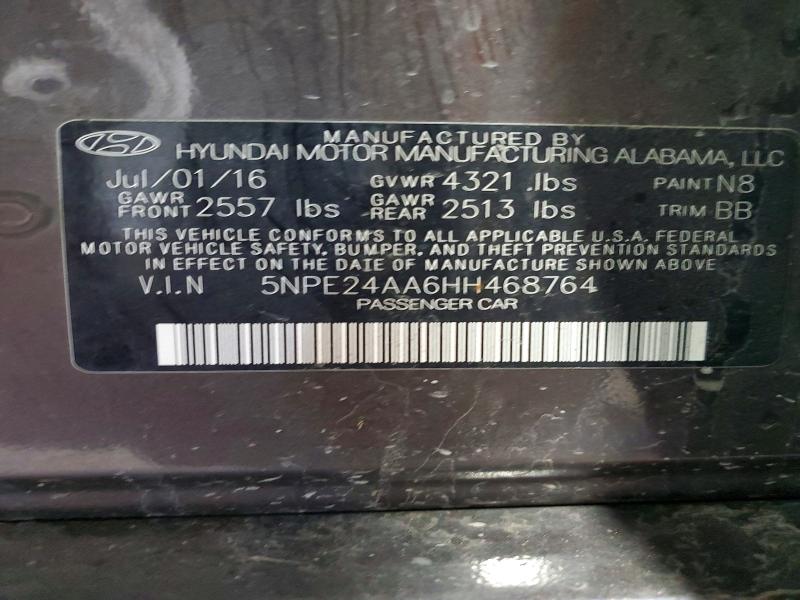 2017 Hyundai Sonata მანქანა იყიდება აუქციონზე, vin: 5NPE24AA6HH468764, აუქციონის ნომერი: 57642976