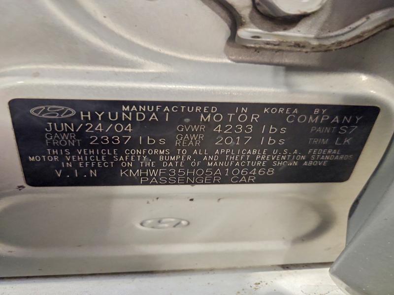 Aukcja sprzedaży 2005 Hyundai Sonata, vin: KMHWF35H05A106468, numer aukcji: 57184546